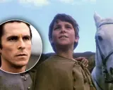 Christian Bale som ung i Mio min Mio, bredvid en vit häst.