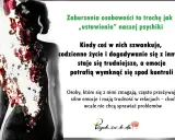 Sylwetka kobiety, z której fragmenty rozpadają się w czerwone płatki. Tekst: "Zaburzenia osobowości to trochę jak "ustawienia" naszej psychiki. Kiedy coś w nich szwankuje, codzienne życie i dogadywanie się z innymi staje się trudniejsze, a emocje potra...