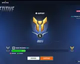 Wygrana w Overwatch 2! Gracz osiągnął rangę Gold 5 w trybie wsparcia, zdobywając +10 punktów.