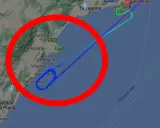 Trasa lotu Ryanair Łódź-Alicante nad wybrzeżem Hiszpanii, z zaznaczonym obszarem wokół Benicarló.