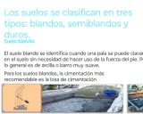 Ilustración de tipos de suelos blandos, con pala clavándose fácilmente. Se muestra una obra con cimentación.