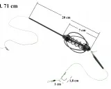 Akcesoria do metody feder: koszyczek zanętowy 7 cm, żyłka 71 cm, haczyk 1,8 cm.