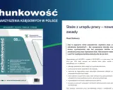 Okładka pisma "Rachunkowość" z numerem 08/2025 i artykułem o stażach z urzędu pracy.