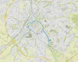 Karte von Herford mit markierten Rad- und Wanderrouten.