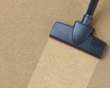Cabezal de aspiradora limpiando una alfombra beige. El proceso de como limpiar una alfombra es sencillo con esta herramienta.