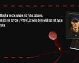 Piotr (Magik) Łuszcz, magic raper, w okładce książki "Excalibur". Mikrofon i tekst o sztuce.