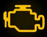 Luz naranja de motor en el coche. Indica un problema que necesita atención.