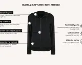 Czarna bluza z kapturem husky, oversize, z zamkiem na całej długości i głębokimi kieszeniami. Idealna na chłodne dni.