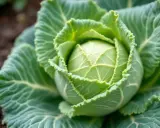 Gros plan sur un chou vert frais, ses feuilles ondulées révèlent une texture délicate, signe d'une croissance saine, loin du mildiou du chou.
