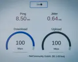 Speedtest zeigt 100 Mbps Download/Upload, Ping 8.50 ms. So schnell ist schnelles Internet!