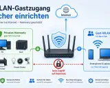 So lässt sich der WLAN-Gastzugang sicher einrichten: Gäste surfen im Internet, Ihr Heimnetz bleibt geschützt.