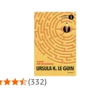 Copertina del libro "I reietti dell'altro pianeta" di Ursula K. Le Guin, con un uomo al centro di un labirinto giallo.