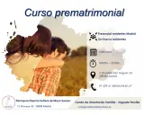Pareja abrazada, anuncio de curso prematrimonial en Madrid. Miércoles de 20h a 22h.