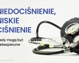 Niskie ciśnienie i niski puls mogą być niebezpieczne. Stetoskop i ciśnieniomierz na białym tle.