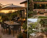 Splendidi giardini moderni con aree relax, tavoli da pranzo all'aperto e balconi fioriti, perfetti per godersi la vita all'aria aperta.