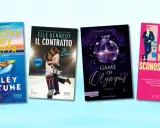 Quattro copertine di libri di narrativa: "La nostra estate perfetta", "Il contratto", "Game of Olympus" e "Caro numero sconosciuto".