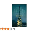 Okładka książki Kristin Hannah "Słowik" z Wieżą Eiffla w deszczu i złotym ptakiem.