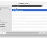 VLC zeigt eine Playlist mit der lrf datei dji.mp4 an.