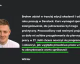 Wiktor o nauce programowania i pracy w IT. Kurs Devstock dał mu solidne podstawy.