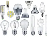 Divers ampoules : incandescence, halogène, fluocompact, et plusieurs modèles de **fonctionnement LED** illustrant l'évolution de l'éclairage.