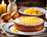 Un délicieux gâteau basque, saupoudré de sucre glace, prêt à être dégusté. La recette parfaite pour un goûter gourmand.
