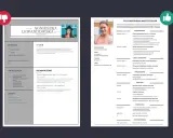 Zdjęcie przedstawia fragmenty dwóch CV: jedno z lewej strony z danymi kontaktowymi i kwalifikacjami, drugie z prawej z danymi osobowymi, doświadczeniem i wykształceniem.
