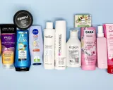 Eine Auswahl an **Conditioner**-Produkten für verschiedene Haartypen, darunter Garnier, Lush, Nivea, Redken und Khadi.