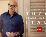 Stanley Tucci njuter av en espresso i "Stanley Tucci: Searching for Italy", en CNN-serie om filmer och tv-program med Stanley Tucci.