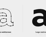 Logo wektorowe i rastrowe litery "a". Wektorowe jest precyzyjne, rastrowe pikselowe. Różnice w wymiarach i skalowaniu.