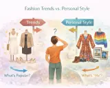 A person ponders how to find your style, choosing between fashion trends and personal style.
