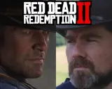Dwóch mężczyzn w kapeluszach, jeden to Arthur Morgan z gry Red Dead Redemption 2, drugi to jego prawdziwy odpowiednik.