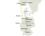 Karte zeigt das Stromnetz in Norwegen und Deutschland, verbunden durch NordLink und SuedLink.