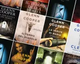 Copertine di libri di Glenn Cooper in ordine cronologico: "La biblioteca dei morti", "Il tempo del diavolo", "La verità di Maria", "Clean Tabula Rasa", "Dannati".