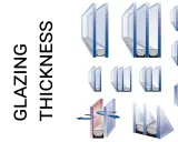 Ilustraciones de diferentes grosores de cristal, mostrando unidades de doble y triple panel con espacios de aire.