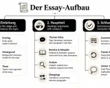 Schema zum Aufbau eines Essays: Einleitung, Hauptteil mit Analyse, Schluss. Hilft beim Analyse schreiben Englisch.