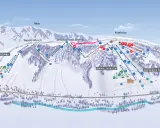 Mapa ośrodka narciarskiego Kotelnica Białczańska z trasami i wyciągami. Widać stoki Kaniówki, Wysokiego Wierchu, Jankulakowskiego Wierchu i Kotelnicy.