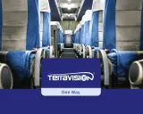 Tom bussäten på väg till Milano Bergamo flygplats. Terravisons logotyp syns.