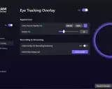 Ustawienia nakładki Eye Tracking Overlay. Możesz dostosować kolor, promień i ukryć nakładkę podczas nagrywania.