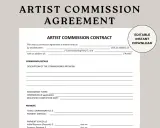 An artist commission agreement template, ready for download, detailing artwork specifications and payment terms for a commissioned piece.