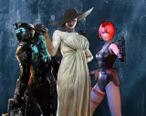 Postacie z gier survival horror, w tym z gatunku gry podobne do Resident Evil: Isaac Clarke, Lady Dimitrescu i Ada Wong.