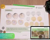 Zestaw do nauki liczenia polskie banknoty do wydruku dla dzieci. Plansza z monetami 5 zł, 2 zł, 20 gr, 10 gr, 5 gr.