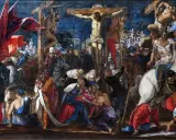 La Crucifixion, chef-d'œuvre du Tintoret, dépeint la scène dramatique avec une foule intense et des figures expressives.