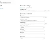 Konfiguracja połączenia z plikiem JSON. Wpisz ścieżkę do pliku, np. C:\test-examples\JSON\TailSpinToys1.json, aby zapisać dane w C#.