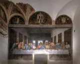 Den sista måltiden, en berömd fresk av Leonardo da Vinci, visar Jesus och hans lärjungar vid ett bord.