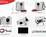 Domowy UPS Techtron ZA-TECH-300 z wyświetlaczem LED, dwoma gniazdami 230V i wentylatorem. Idealny do zabezpieczenia sprzętu.
