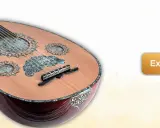 Magnifique instrument oriental à corde, orné de nacre, prêt à faire voyager vos oreilles.