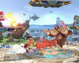Mario, Link, Donkey Kong i Inkling walczą na latającej platformie. Wiele postaci z gier wartych zagrania w akcji!