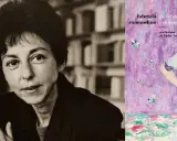 Ritratto di Fabrizia Ramondino accanto alla copertina del suo libro "Guerra di infanzia e di Spagna".