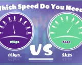 Welche Geschwindigkeit ist besser: kbits oder mbits? Zwei Tachometer zeigen Geschwindigkeiten in Mbps und Gbps an.