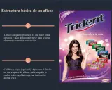 Cartel publicitario de Trident con eslogan "Sonríele a la vida" y una mujer masticando chicle.